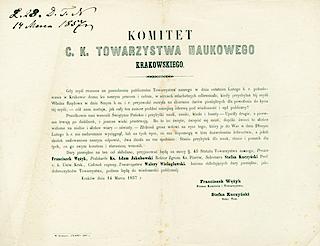 Odezwa Komitetu Towarzystwa Naukowego Krakowskiego z dnia 14 III 1857 w sprawie zbierania darów pieniężnych na budowę domu, ze zbiorów Archiwum Nauki PAN i PAU w Krakowie