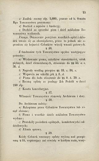 Statut Towarzystwa Naukowego Krakowskiego z roku 1848 ze zbiorów Archiwum Nauki PAN i PAU w Krakowie