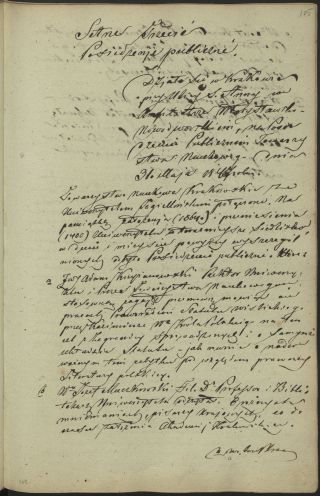 Fragment protokołu posiedzenia z dnia 31 maja 1847 r., z informacją o przemowie Adama Krzyżanowskiego poświęconej statutowi wiślickiemu, ze zbiorów Archiwum Nauki PAN i PAU 