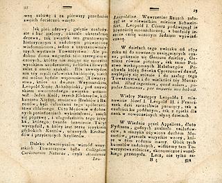 Rozprawa <em>O Towarzystwach Uczonych</em>, opublikowana w tomie pierwszym <em>Rocznika Towarzystwa Naukowego z Uniwersytetem Krakowskim połączonego</em> z roku 1817, strony 18-19